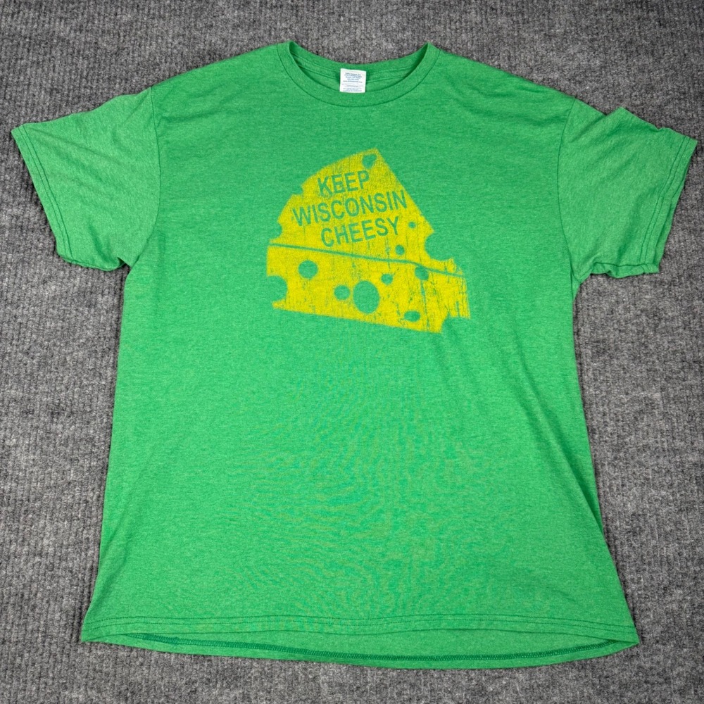Keep Wisconsin Cheesy T Shirt Mens L Cheese Graphic Thin 50/50 Tee Funny Midwest